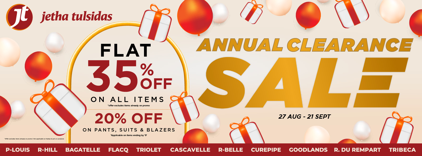 Jetha Tulsidas — Annual Clearance Sale banner